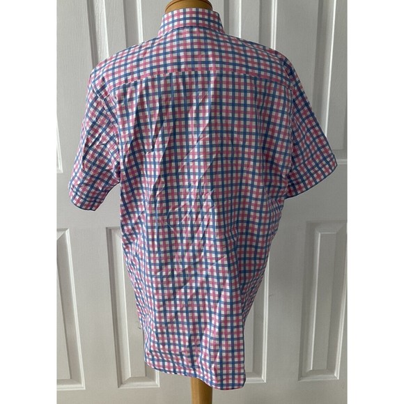 Bugatchi Uomo Men's Classic Fit Blue/Pink Plaid Short Sleeve Shirt *Unsized.Read - Picture 2 of 6